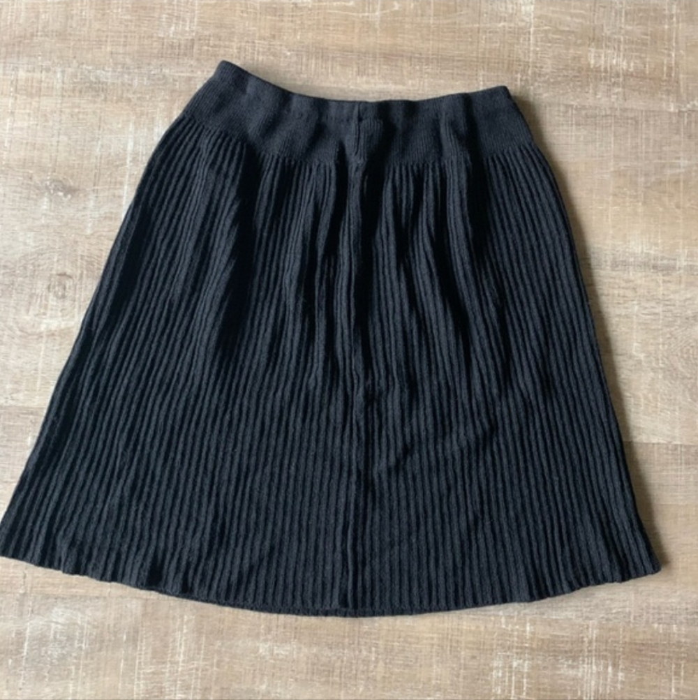 ST JOHN Black Skirt Santana Ribbed Vintage Women’s 12 USA Stretch Elastic Waist - Picture 4 of 12
